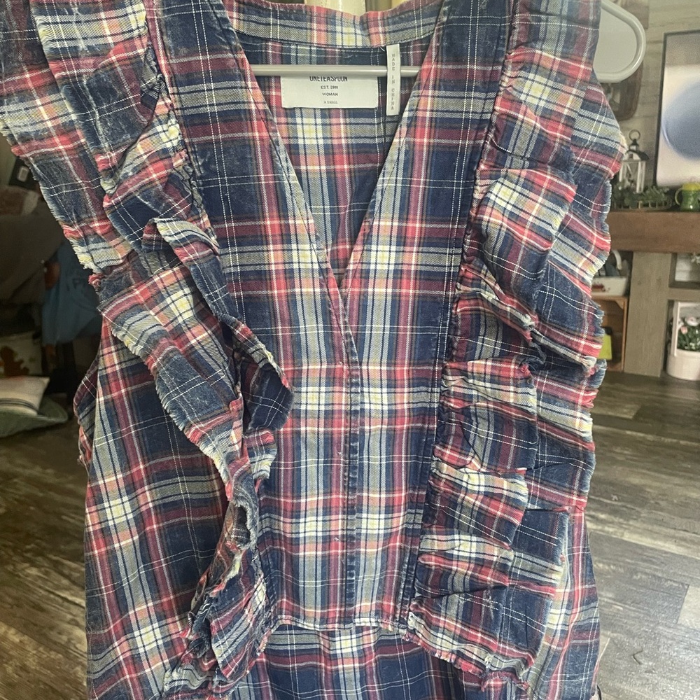 One Teaspoon Red and Blue Ruffled Blouse, Size XS, Great for for the 4th!